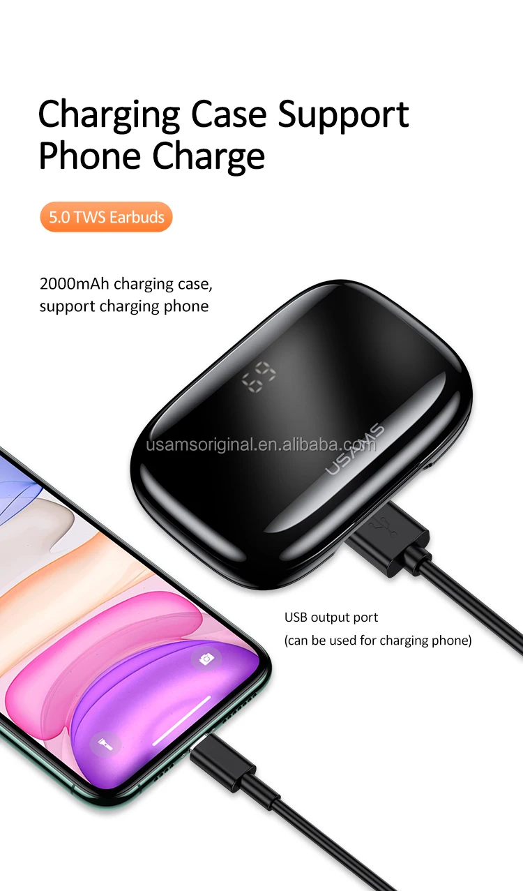USAMS 2019 Amazon Hot Sell Sport stereo music handsfree TWS True Bluetooth Headphone Earphone Wireless Earbuds - ANKUX.COM