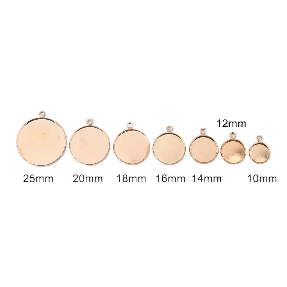 

10-25mm Necklace Round Pendant Base Cabochon Relief Base Tray Frame Cabochon Gemstone Ferroalloy Necklace Accessories