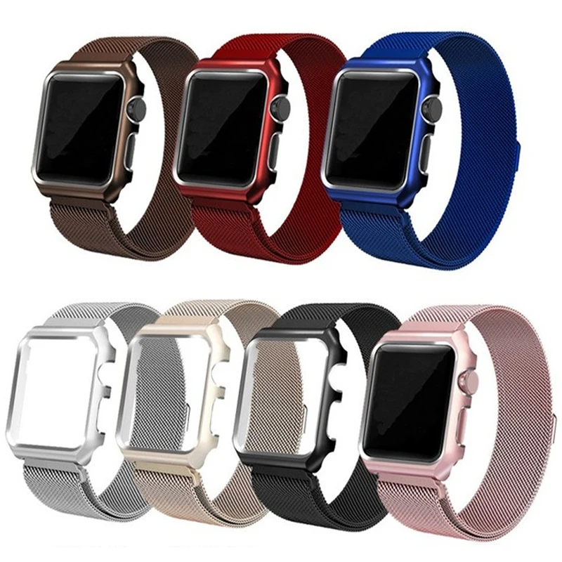 

40mm 44mm stainless steel milanese strap For apple watch band luxury series 6 5 4 3 2 metal, Black,brown,red,blue,pink,gray,vintage gold,sliver