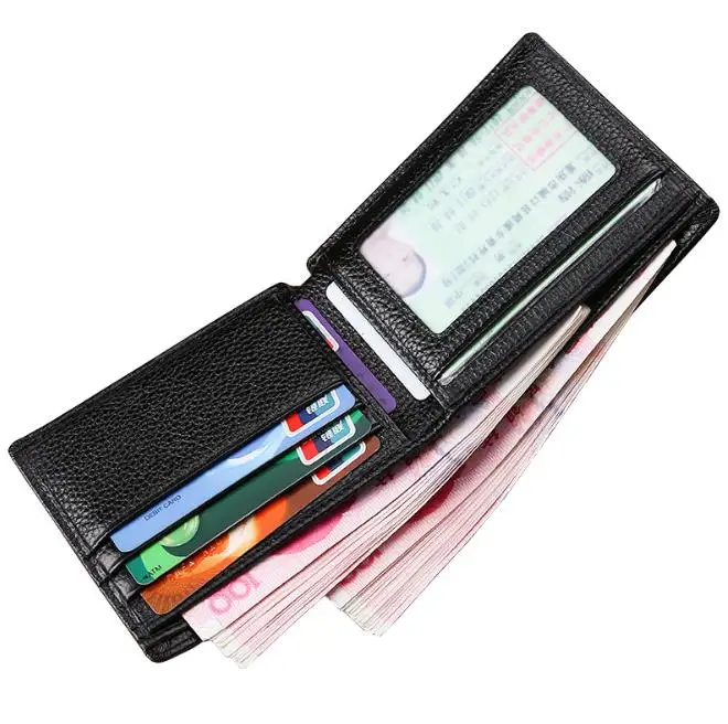 

2021 hot sale ready to ship Short the best quality realy genuine gents men Luxury Custom Leather Wallets Men, Brown / customized