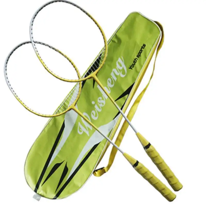 

2 Piece Professional Badminton Racket Set Ultra Light Double Badminton Racket Iron Alloy Lightest Badminton Overall, Multicolor