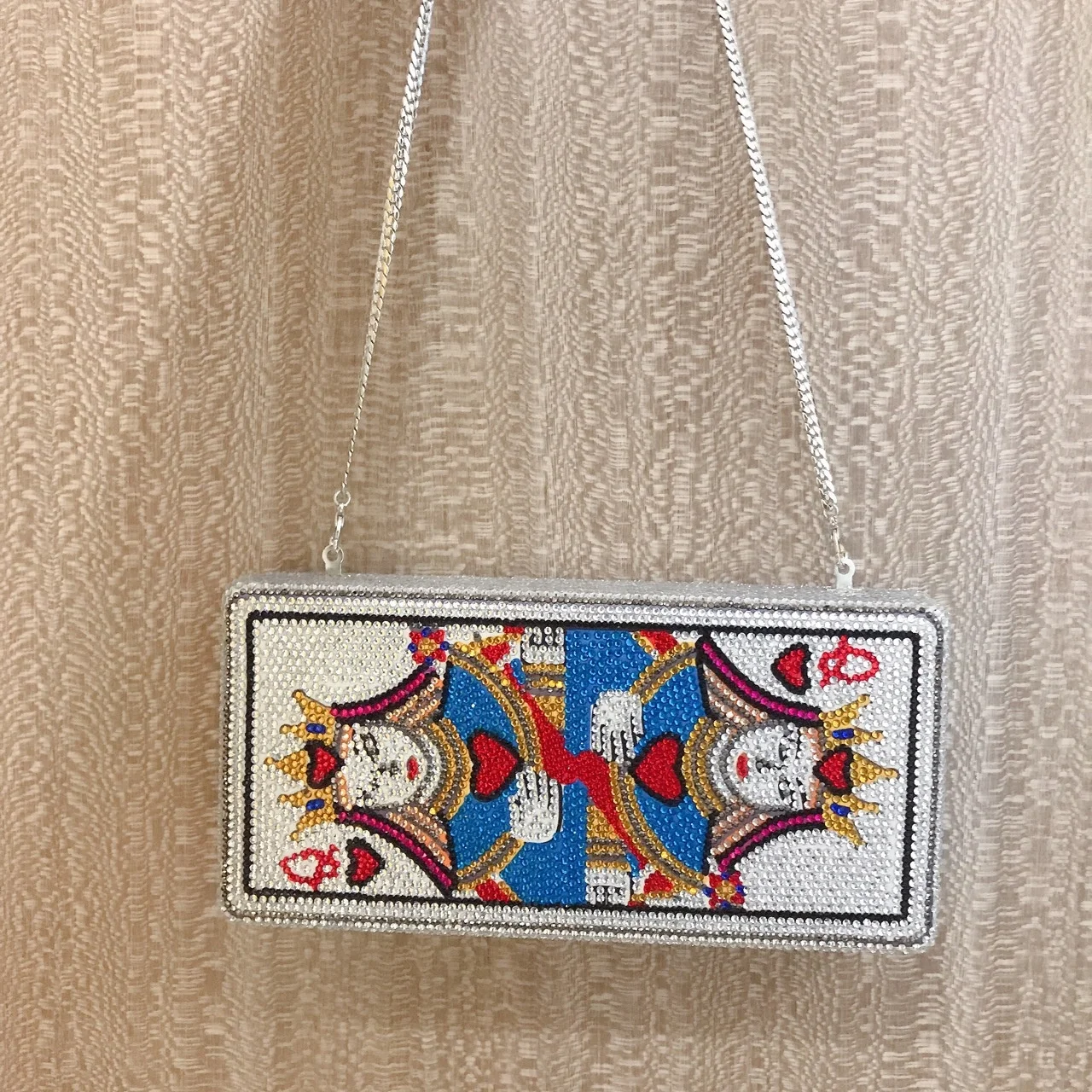 

Wholesale Luxury Bling Poker Image Cross Chain Shoulder Envelope Party Clutch Bag Women Mini Rhinestone Bags 2022