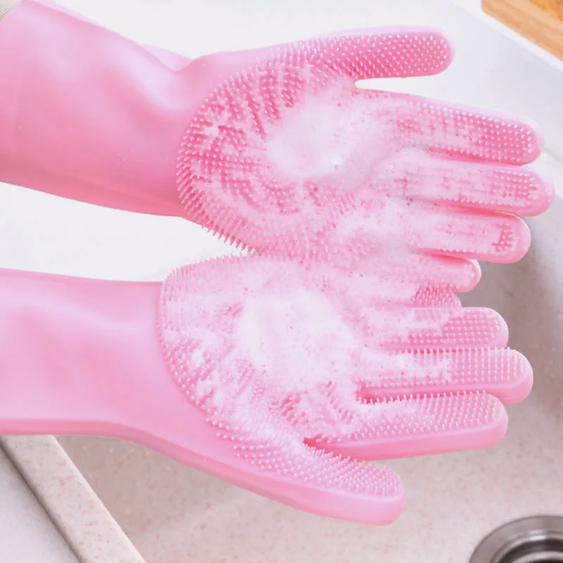 

Dishwashing Cleaning Gloves Magic Silicone Rubber Dish Washing Glove for Household Scrubber Kitchen Clean Tool Scrub, Colors
