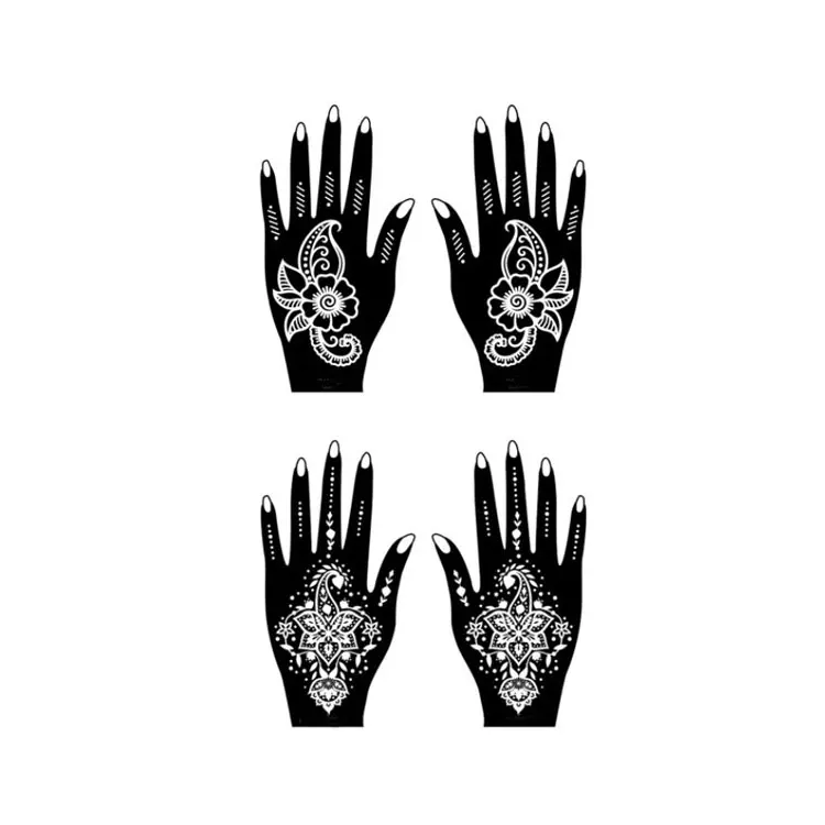 

Gorgeous female sexy body art black nail bud silk hand Tattoo Sticker