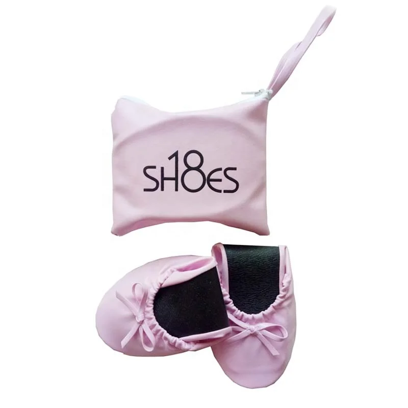 
Top selling girls folding wedding gift ballet flats with private logo printed foldable ballet flat wholesale 