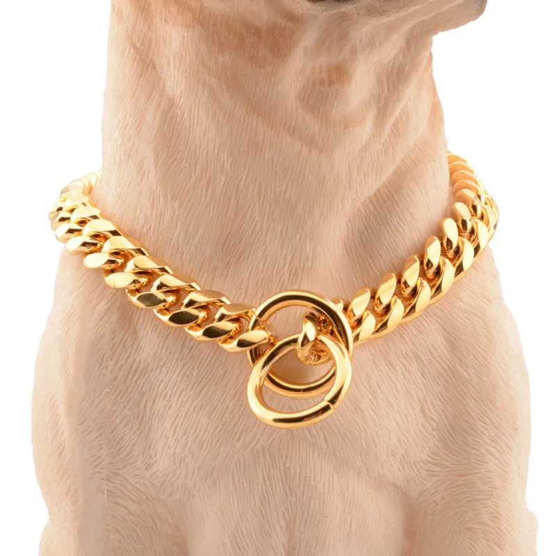 

Personalized Custom 316L Stainless Steel Cuban Chain Collar Necklace Heavy Big large Luxury Gold Steel Dog Collar Chain