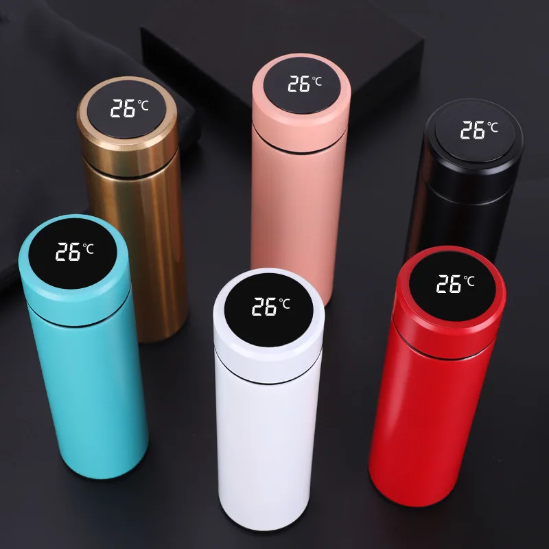 

Wholesale temperature show 500 ML304 Stainless Steel travel coffee mugs drinking water bottle insulated flask, Customized color