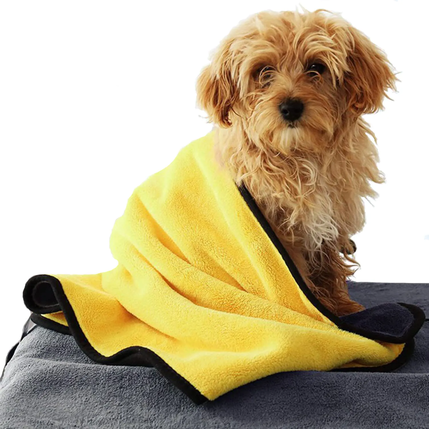 

Most Popular Super Absorbent Quick Drying Microfiber Large Size Pet Cat And Dog Bath Towel Dog Towel, Yellow and gray