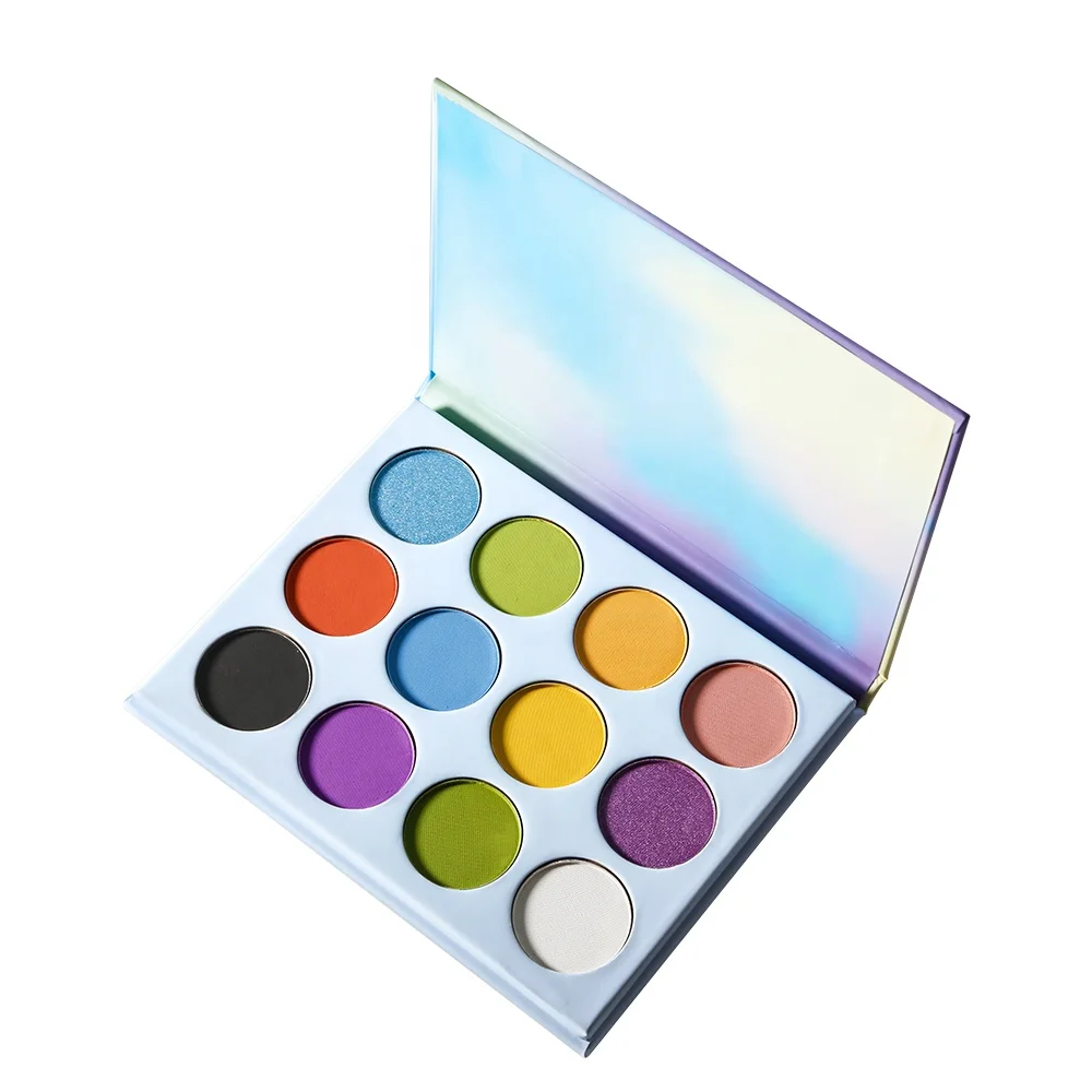 

New Blue Bright Color 12 Color Eye Shadow Private Label Pigment Eyeshadow Palette
