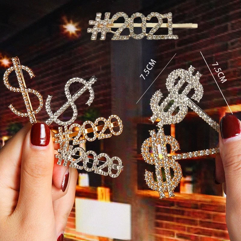 

Fashion 18K gold diamond hairpin English letter set diamond hairpin
