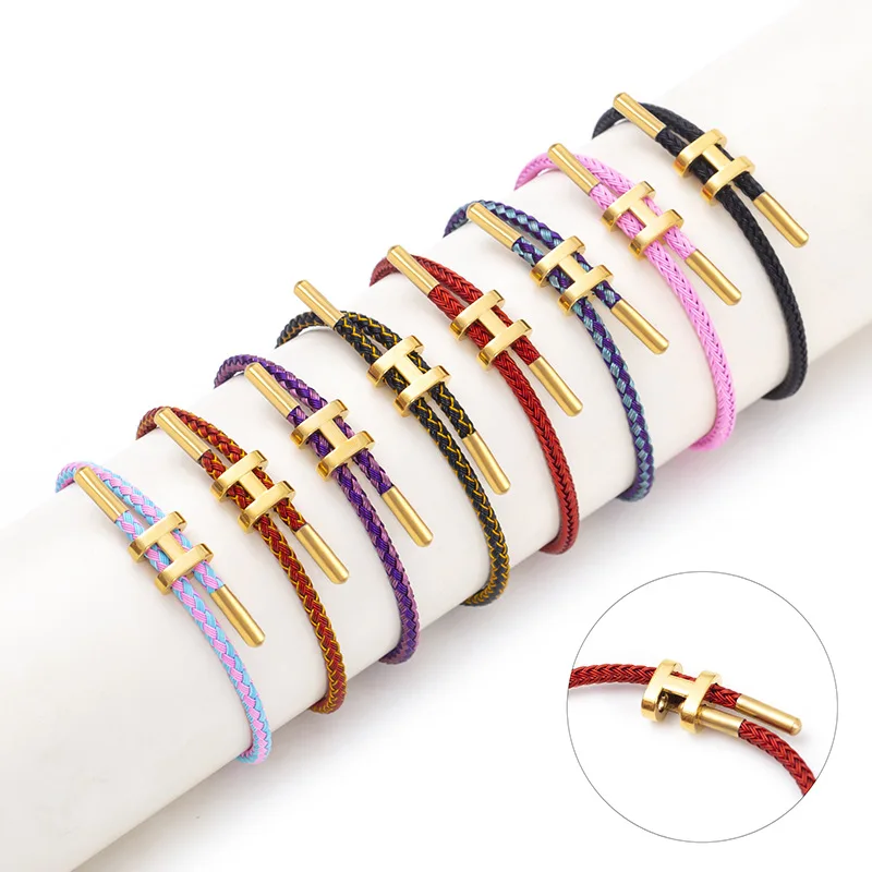 Newest Stainless Steel Rope Bracelet Couple Bracelet Titanium Steel H Buckle Adjustable Wire Rope Bracelet