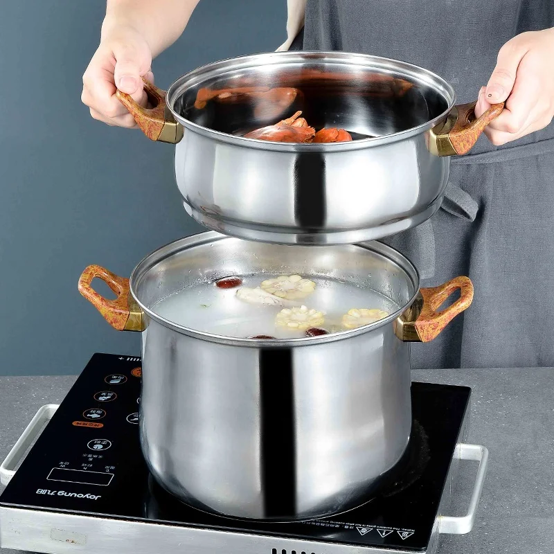 

2 layer with bakelite handle induction stainless steel couscous steamer pot