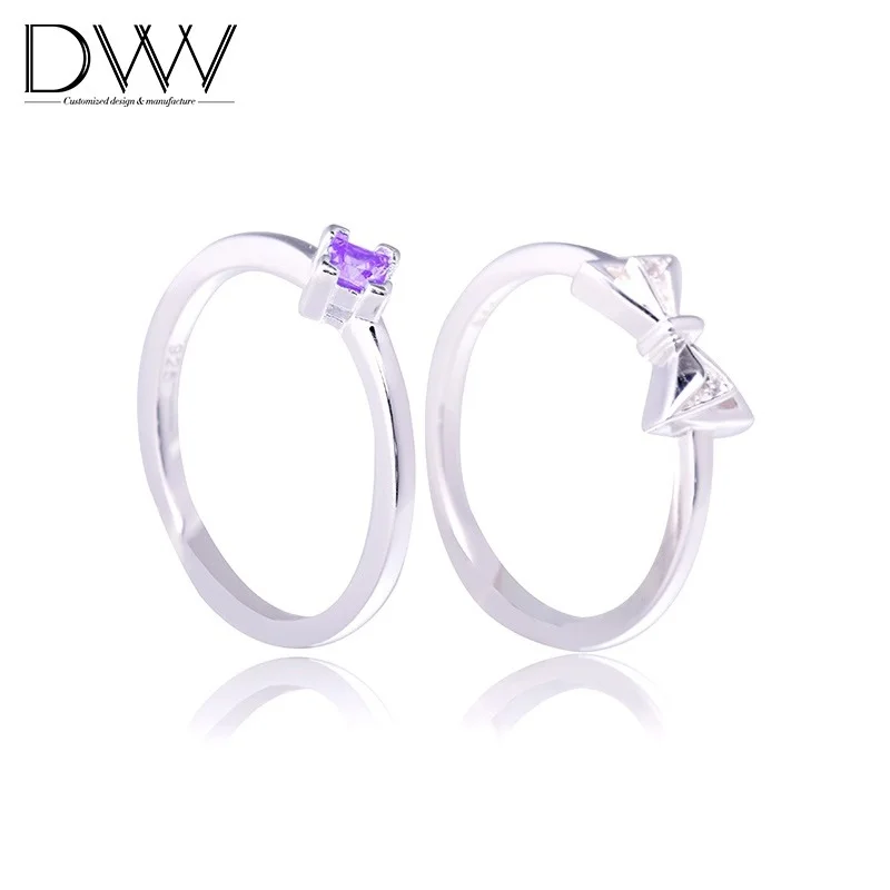 

ODM Custom Finger Gemstone Butterfly Couple Ring Sets Women Gold Plated Engagement Sterling Silver Jewelry Wedding Ring