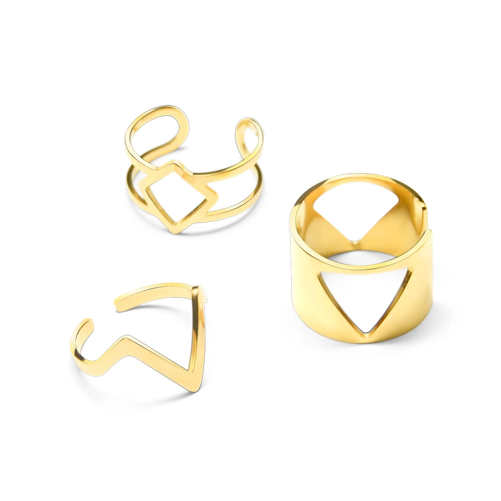 

Simple Geometric Single Double-Layer Ring Titanium Steel 18K Gold Plated Rings