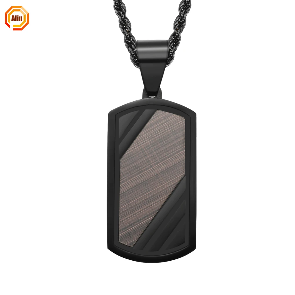 

Stainless steel 316L Original New Men's Plating Bronze Interlaced Brushed dogtag Pendant Novelty Stainless Steel Jewelry for men