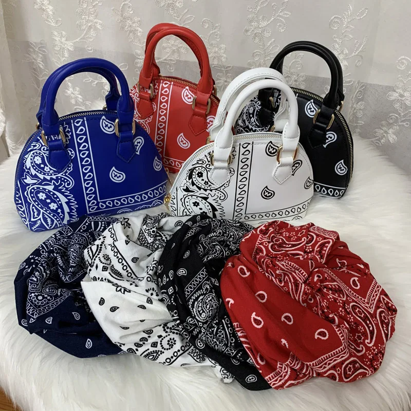 

New product portfolio turkish style printing women bandana hand bags ladies shoulder hat and bag set, 4 colors