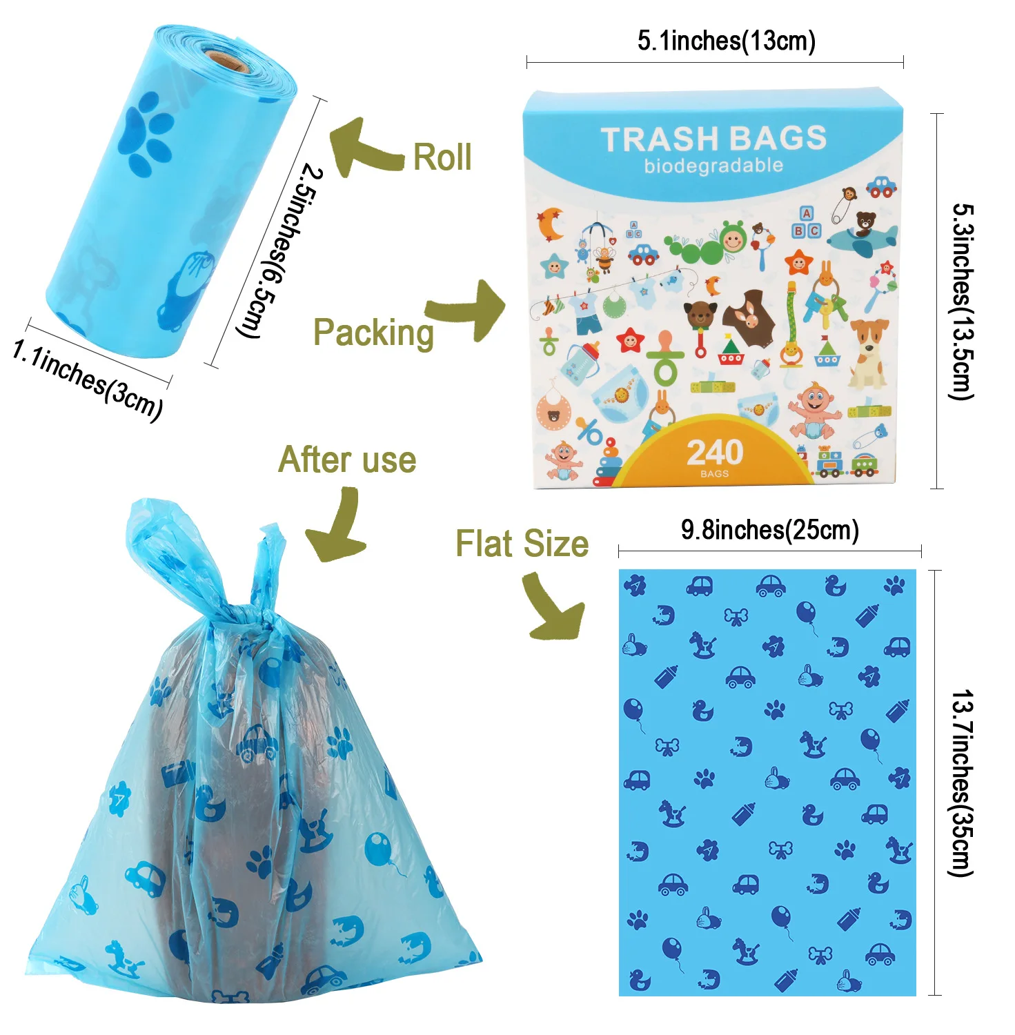

Disposable Baby Diaper Bag Poop Bags for Baby Diaper Disposable Sacks Made with Recyclable Material