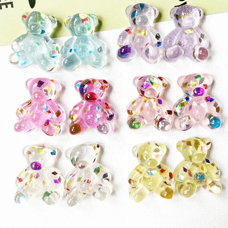 

Paso Sico 20*30mm Big Manicure Design Glitter Sequins Cartoon Bear Resin Clear Shiny Kawaii Designs Nail Art Charms Decoration