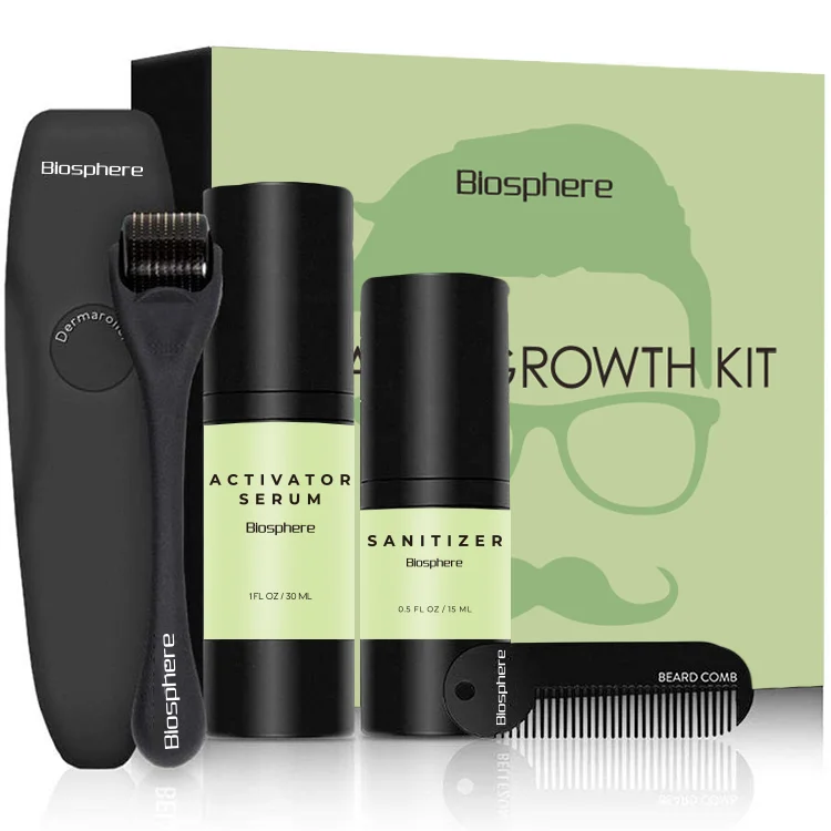 

Private Label Beard Growth Serum Derma Roller Comb Beard Growth kit, Transparent