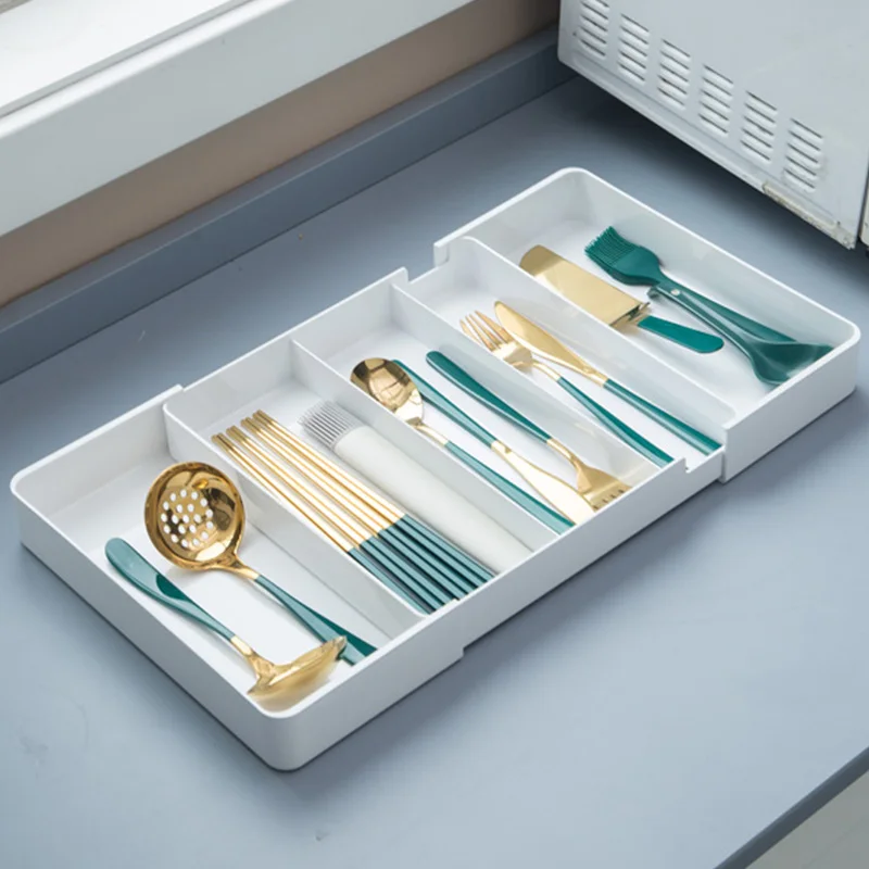 

Expandable Drawer Organizer Adjustable Divider Expand Kitchen plastic Adjustable Cutlery Tray, Free