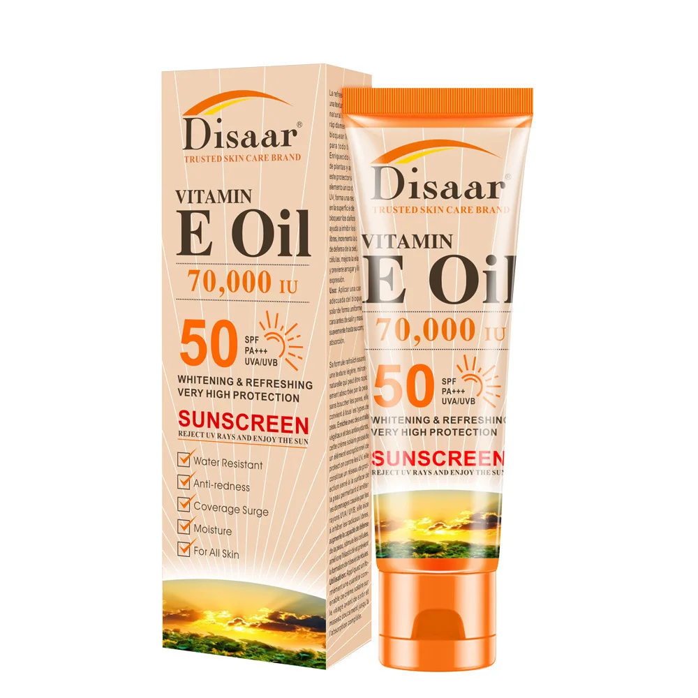 

50ml Vitamin E Sunblock Lotion Sweatproof SPF 50 PA+++ UVA UVB Whitening Sunscreen