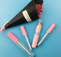 

DIY vegan cruelty free lipgloss and lipstick with pink rose gold black empty squeeze lip gloss tube packaging