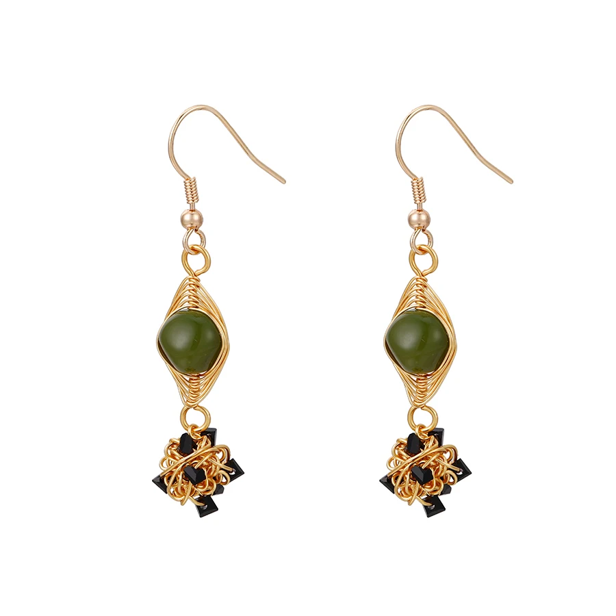 

80409 xuping jewelry the new pure hand-made artificial jadeite earrings artwork