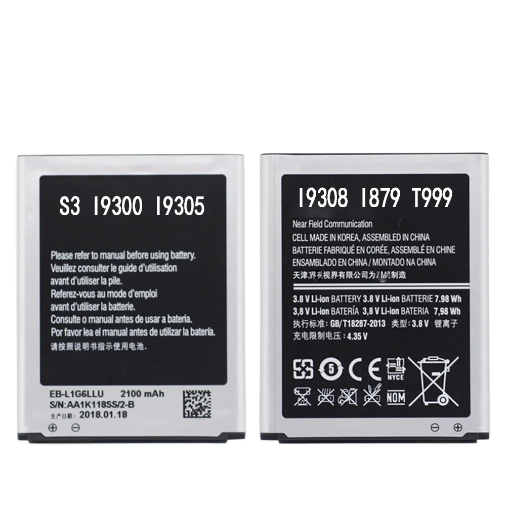 

Original Replacement Samsung Battery For samsung Galaxy S3 I9300 I9308 L710 I535 I9300i Battery EB-L1G6LLU with NFC 2100mAh