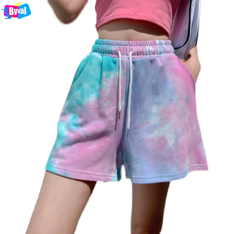 

Newest Design Women Tie Dye Pattern Regular Fit Cotton Chino Women Sport Track Sweat Shorts Bulk Fast Delivery