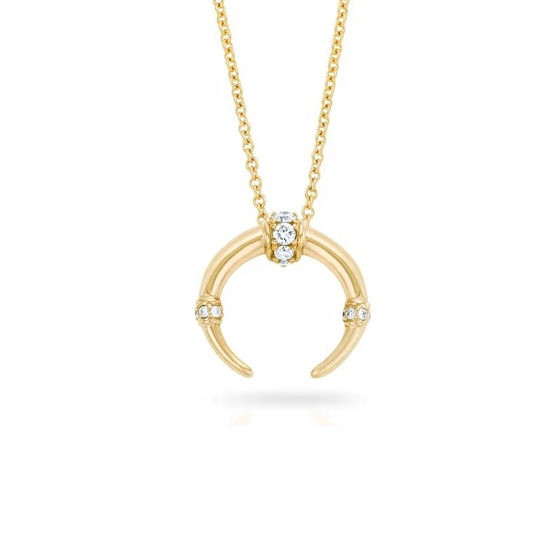 

Gemnel Latest minimalist 925 silver diamond moon horn necklace women jewellery