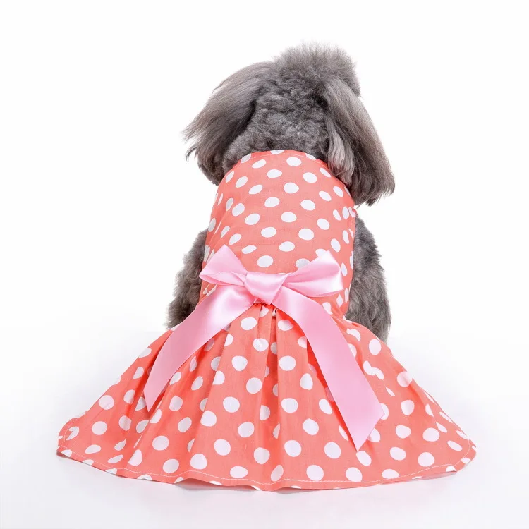 

Hot Selling Spring Summer Cute Cotton Pink Polka Dot Pet Dog Dress