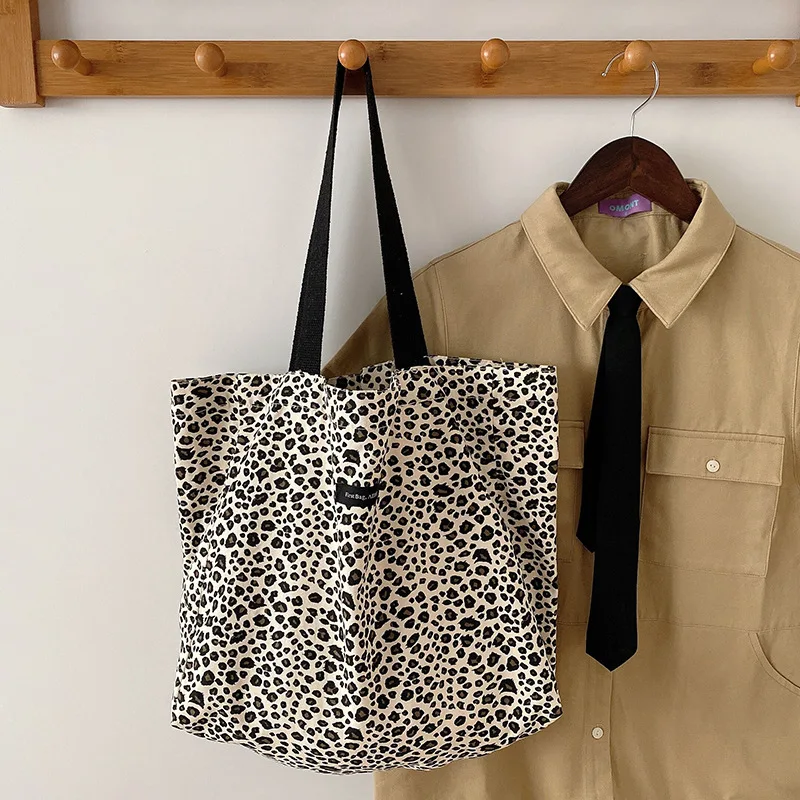 

Stylish Leopard Print Canvas Large Women Sling Shoulder Bags Casual Big Bag Trendy Lady Handbag, Customizable