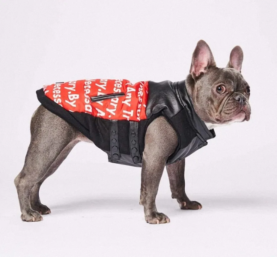 

Hot selling popular logo cotton dog clothes padded dog jacket luxury warm pet jacket