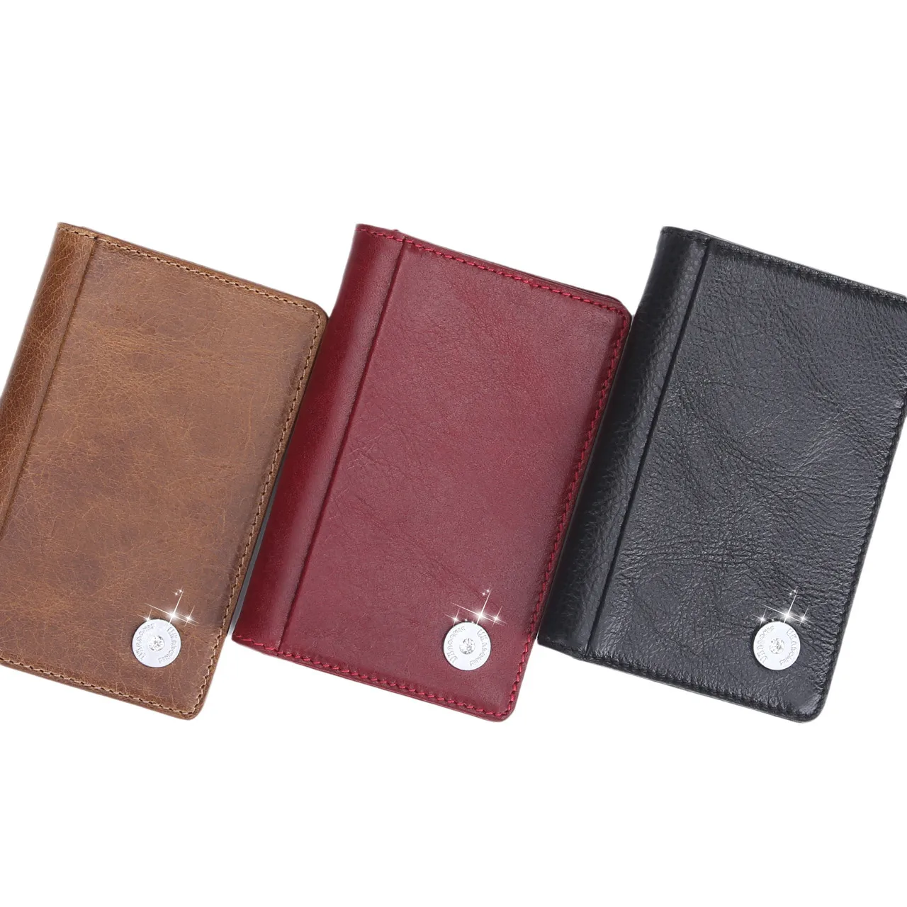 

Hot sale wholesale luxury Premium black business designer top grain real leather card holder wallet, Brown