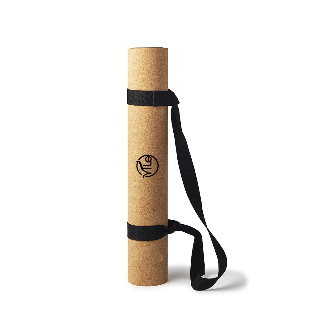 

Indoor fitness Thick natural rubber eco friendly cork mat yoga with laser logo
