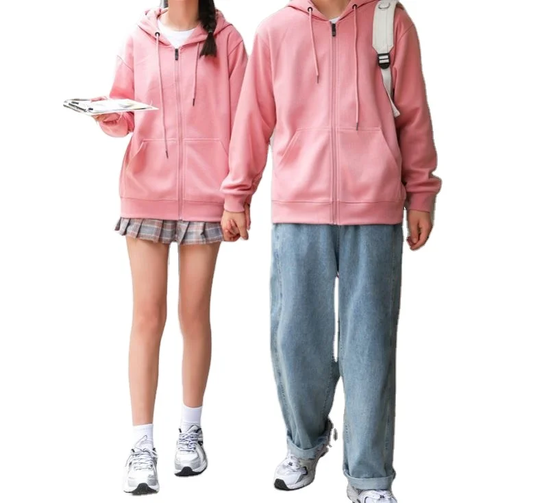 

New Arrival Fashion Hoodie Cotton Fabric Pure Color Zip 700Gsm Hoodie