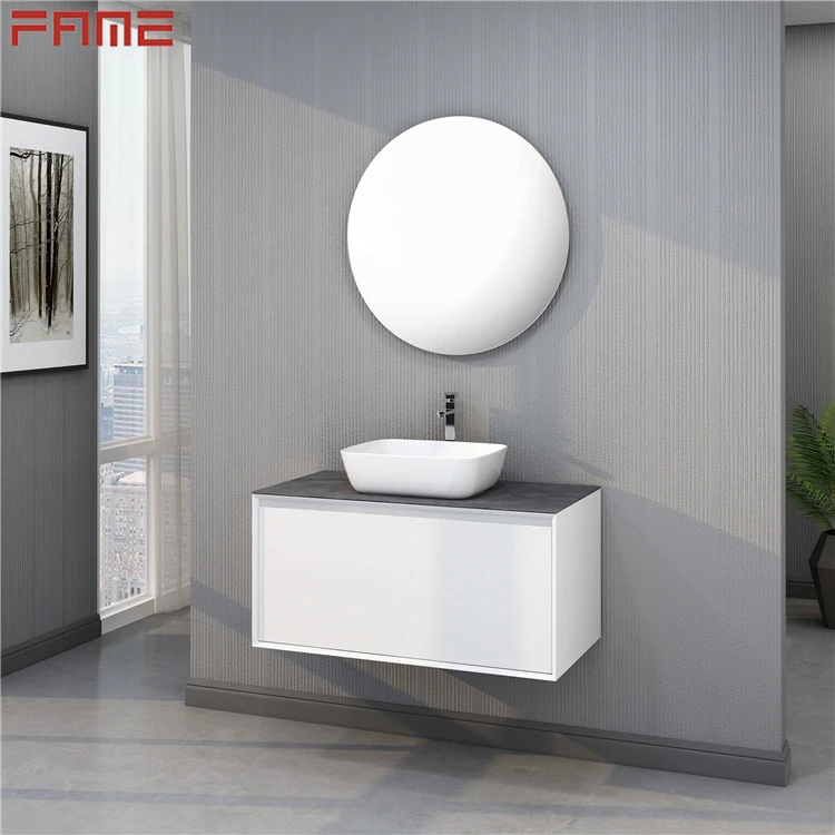 Hangzhou Fame Pure White MDF 39inch Custom Bathroom Cabinet with Mirror, Bathroom Cabinet Vanity