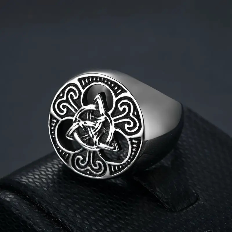 

Custom top quality hip hop 316 stainless steel jewelry nordic viking celtic knot men's ring