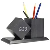KH-WC010 Custom Decor Wholesale Multi Purpose Wooden Pen Holder With Clock