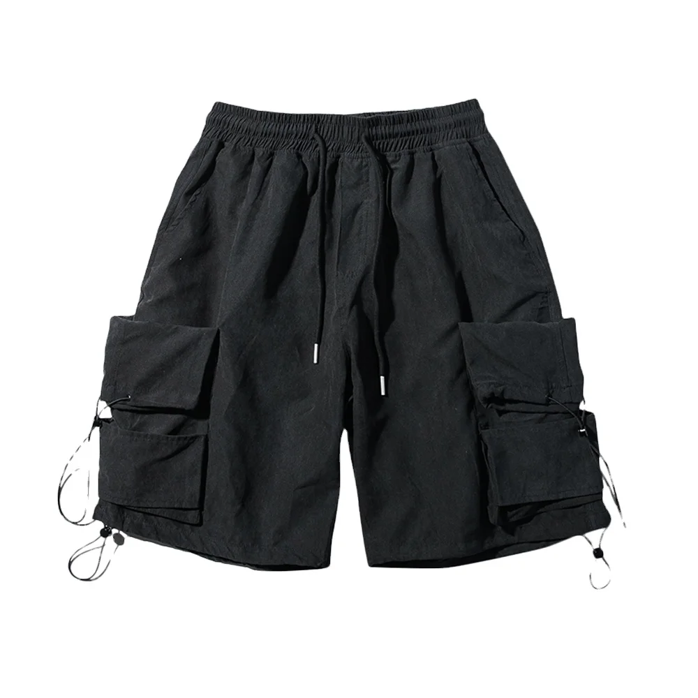 New Style Utility Cargo Shorts for Men with Elastic Waist Mid Rise Hip Hop 100% Cotton Customizable