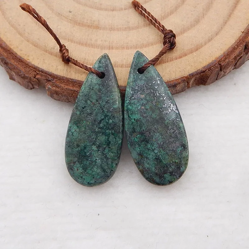 

African Turquoise Earrings,Dangle Earrings,Natural Stone, ,3.0g