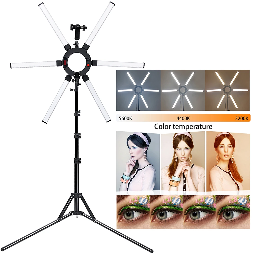 

High Quality Photographic Lighting 3200-5600K LED Selfie Star Ring Light with Tripod Stand & Phone Holder For Live stream Makeup