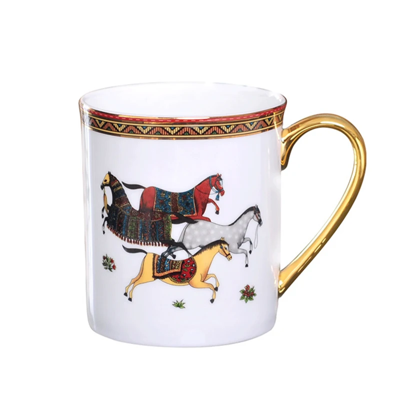 

Wholesale Nordic 400ml Luxury High Temperature Porcelain Office Mug With Gold Rim, Colored