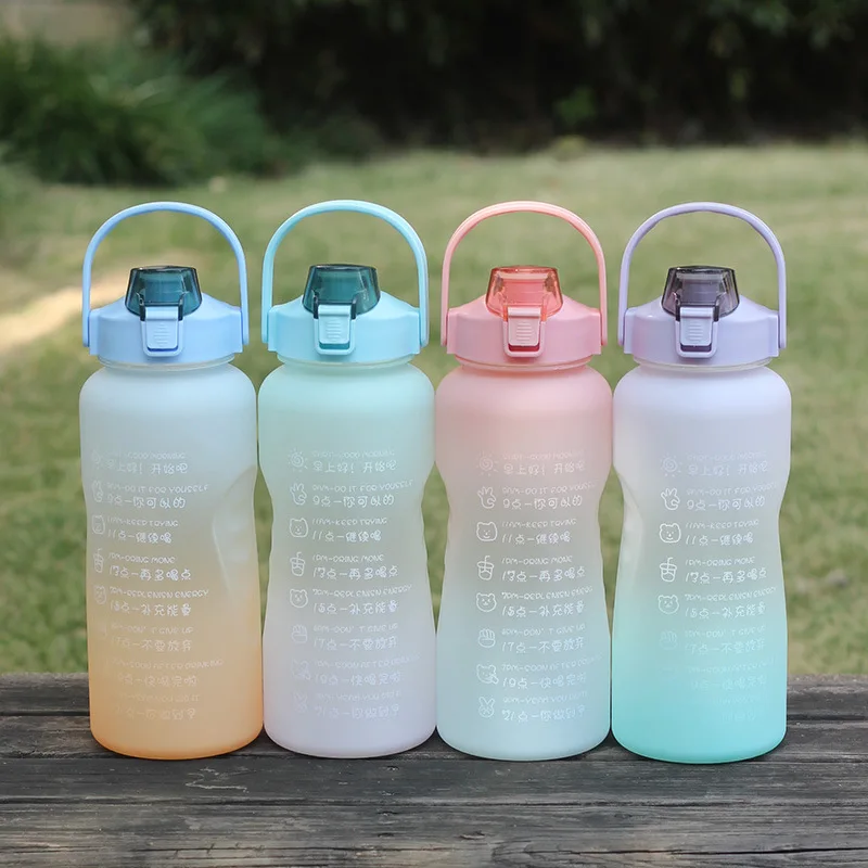 

2000MLTime scale large capacity water bottle encourage drinking water sports bottle outdoor portable bounce cover spray paint gr, Customized color