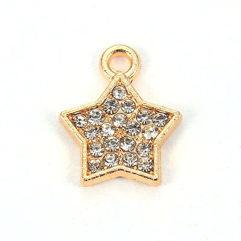 

Fashion Gold star crystal charms pendant for necklace bracelet earrings jewelry making DIY 13*11mm, Gold color