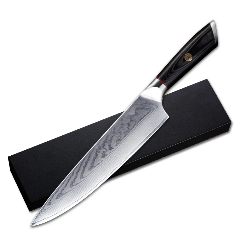 

Timhome  damascus steel kitchen chef knife with pakka wood handle