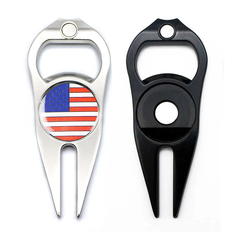 

promotional golf divot tool with bottle opener and ball marker,metal golf repair divot tool with custom logo