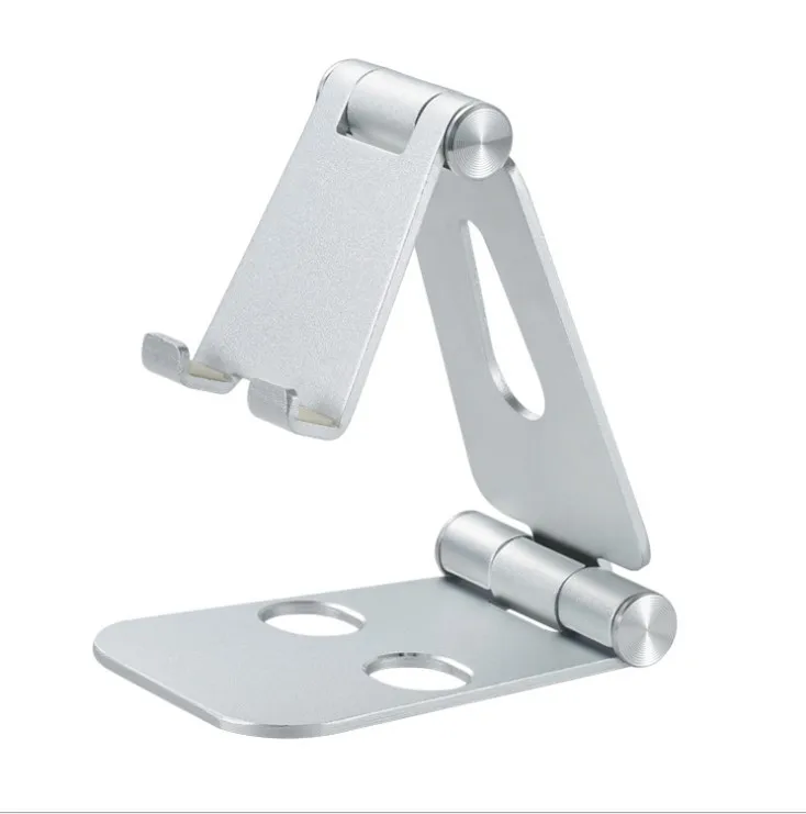 

Double adjustable desk universal folding metal tablet bracket aluminum alloy mobile phone holder for iphone