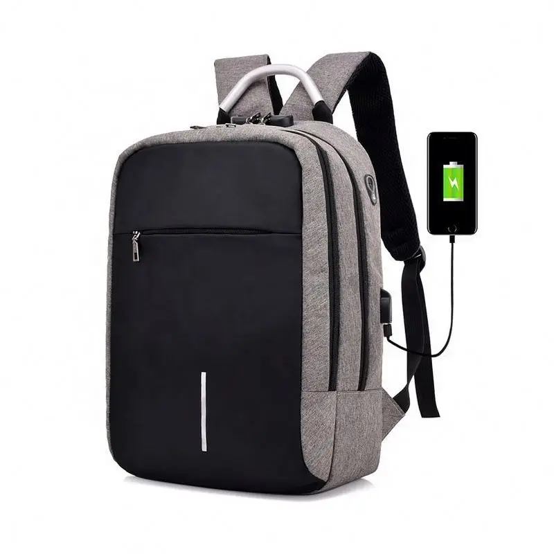 

Slim 15.6 Inch USB Charger Jaunt Travel Bag with Anti Theft Lock Reflective Safe Strip Waterproof Laptop Backpack for Men, Gray,black,dark grey or customized