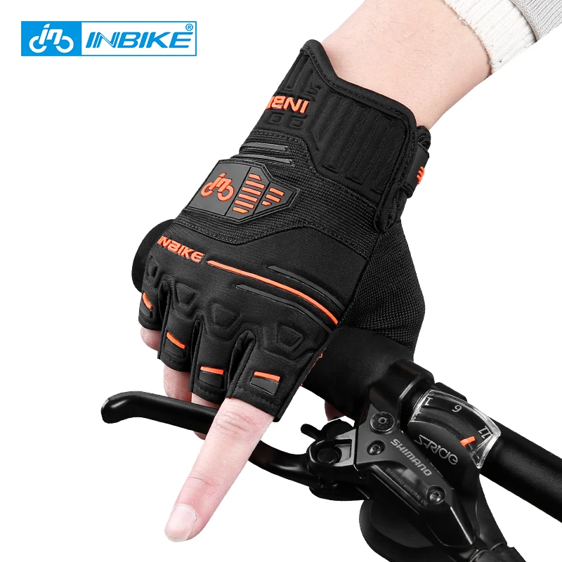 

INBIKE Sport Multi Protection Gloves Adjustable Wrist Anti Slip Shockproof MTB Bike Riding Cycling Gloves MH030, Orange/black and white/yellow/green